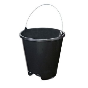BALDE DE PEDREIRO DE PLASTICO RED. PRETO C/APOIO E ALCA DE METAL 10 LTS ARQPLAST