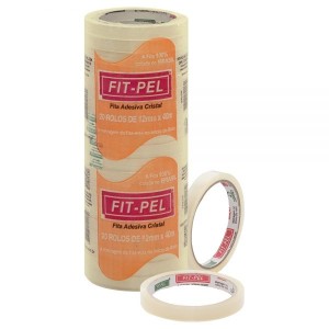 0004 - 20 ROLOS  DE FITA ADESIVA 12MMX40M PC. C/20RL CRISTAL FIT- PEL