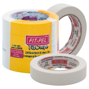 0041 - 4 ROLOS DE FITA ADESIVA 24MMX50M  PC.C/4UN CREPE BR - FIT PEL
