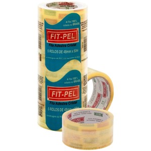 0026 - 5 ROLOS DE FITA ADESIVA 48MMX50M PC. C/5UN CR - FIT PEL