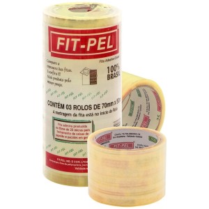 0028 - 3 ROLOS DE  FITA ADESIVA 70MMX50M PC.C/3UN CR - FIT PEL