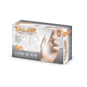 LUVA DE VINIL COM PO TAM. P CX C/100UN - TALGE