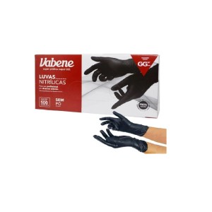 LUVA NITRILICA PRETA TAM. GG SEM PÓ C/100UN - VABENE