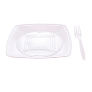 KIT PC. C/ 10 PRATO 15CM QUAD. BCO 10 C/GARFO SOBREM. - PRAFESTA